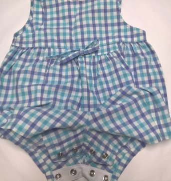 Macacão menina primavera verão azul com lilas  - 6 meses - Lands Ends - 6 meses - Lands End