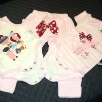 Conjunto 3 Peças Bodies + Calça 0-3 Meses Zig Mundi Lacinho Vermelho com BRINDE! - 0 a 3 meses - ZigMundi