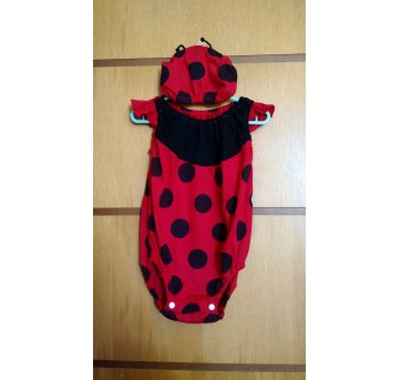 Fantasia Joaninha 6-12 Meses em Algodão Halloween Carnaval - 6 meses - Não informada