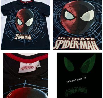 Kit 2 camisetas Marvel Spiderman (brilha no escuro)+ Iron Man -Tam.6 - 6 anos - MARVEL