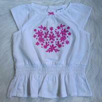 Blusa Bata Branca Bordada Carter`s - 3 meses - Carter`s