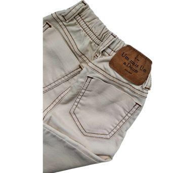 Calça Jeans Casual Off White 1+1 - 6 a 9 meses - Um mais um
