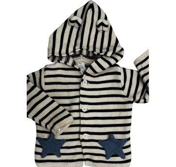 Casaco de Tricô Listrado GAP - 9 a 12 meses - Gap Kids