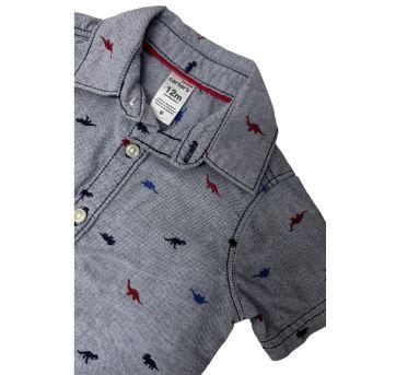 Camisa Casual Cinza Carter`s - 9 a 12 meses - Carter`s