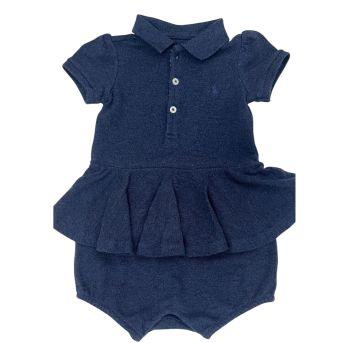 Body - Vestido Azul Marinho Polo Ralph Lauren - 6 meses - Polo Ralph Lauren