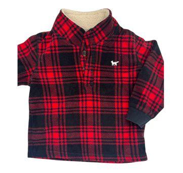 Casaco Fleece Vermelho Quadriculado Carter`s - 12 a 18 meses - Carter`s