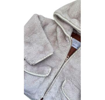 Casaco de Inverno Pelos Cinza Zara - 18 a 24 meses - Zara Baby
