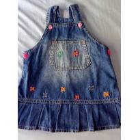 Jardineira Jeans Florzinhas Tam 18 a 24 mesesNOVA!! - 18 a 24 meses - Jonil