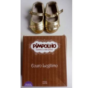 Sapato Dourado PIMPOLHO tam 17 em COURO LEGÍTIMO!! - 17 - Pimpolho