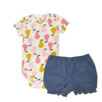 006 - Conjunto carter`s 2 peças Body Pêras Estampado e Short jeans - 18 meses - Carter`s