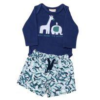 Body Safari Milon + Shorts Teddy boom - 0 a 3 meses - Milon e Teddy Boom