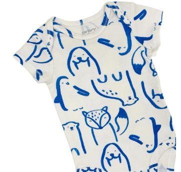 Body Manga Curta Animais Carter´s - 3 meses - Carter`s
