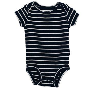 Body Manga Curta Preto Listrado Carter´s - 3 meses - Carter`s