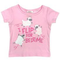 Blusa Rosa Manga Curta "I Flip For Bedtime" Carter´s - 1 ano - Carter`s