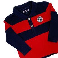 Camisa Polo Manga Longa Tommy Hilfiger - 6 a 9 meses - Tommy Hilfiger