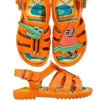 Sandália Mini Melissa Flox + Turma do Pudim Laranja - 22 - Mini Melissa