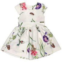 Vestido Floral com Pássaros e Borboletas Kiki Xodó - 1 ano - Kiki Xodó