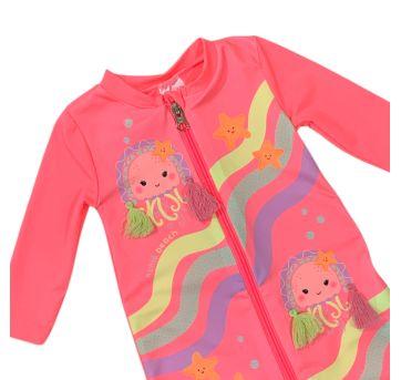 Macacão de Praia com Estampa Fundo do Mar Kukiê - 6 meses - Kukiê