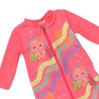 Macacão de Praia com Estampa Fundo do Mar Kukiê - 6 meses - Kukiê