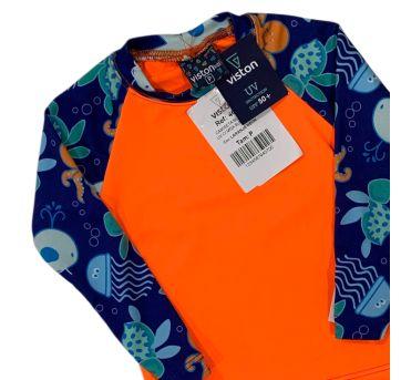 Camiseta de Praia Laranja Neon com Proteção UV Viston - 3 a 6 meses - Outro