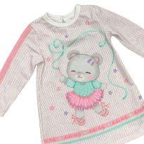 Vestido Manga Longa Ursinho Kukiê - 9 a 12 meses - Kukiê