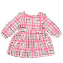 Vestido Manga Longa Rosa Xadrez Carter´s - 6 meses - Carter`s