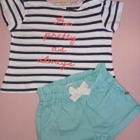 Conjunto camiseta listrada e shorts azul Zara - 3 a 6 meses - Zara