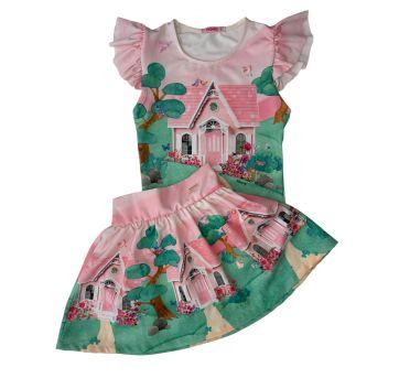 Conjunto blusa e saia/shorts - 6 anos - Não informada