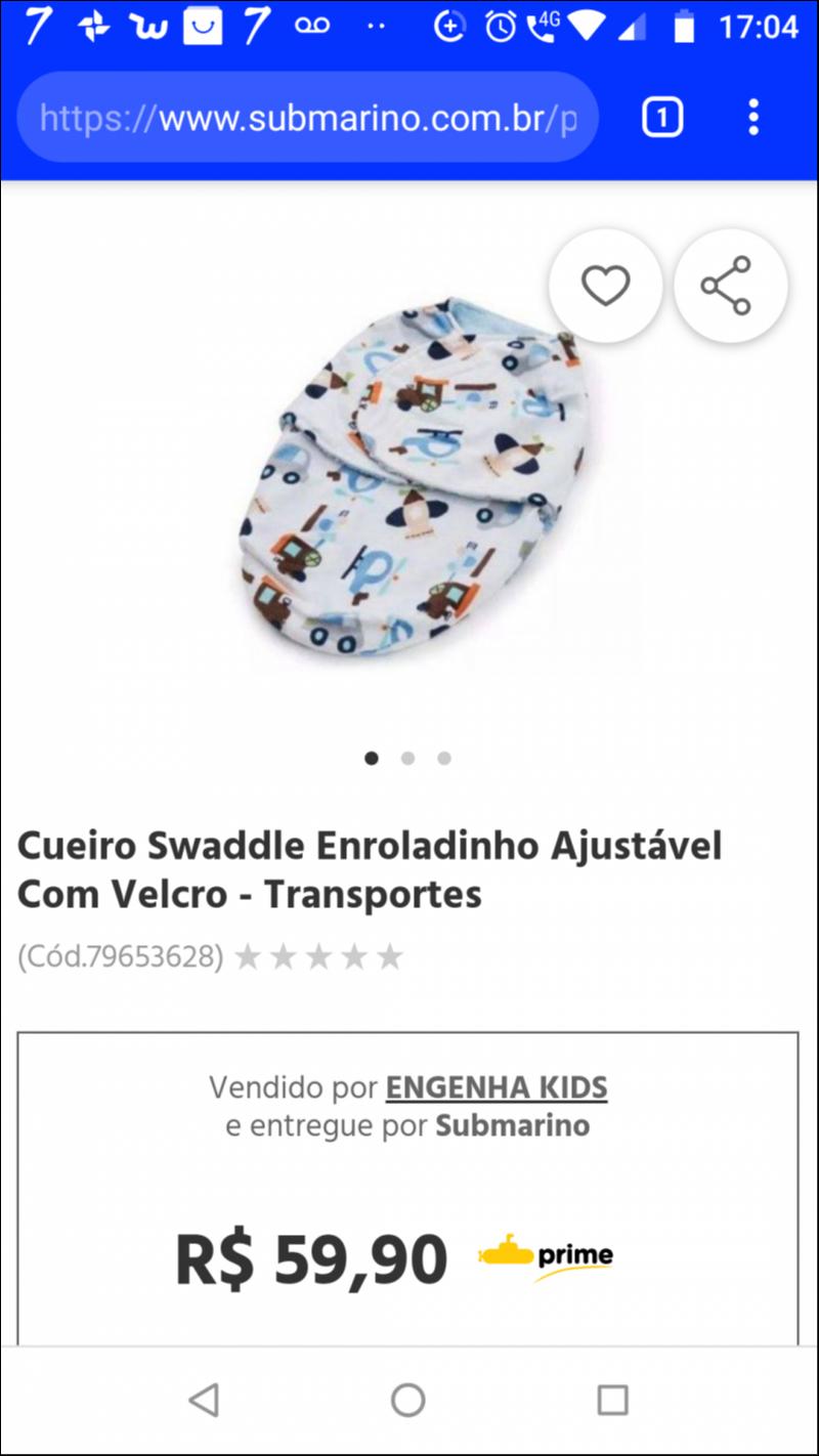 Cueiro Swaddle Enroladinho ajustável com velcro novo no Ficou Pequeno