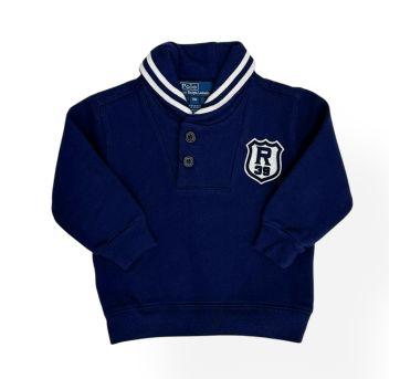 Roupa Blusa Moletom Com Gola Azul Ralph Lauren - 9 meses - Ralph Lauren
