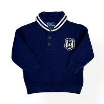 Roupa Blusa Moletom Com Gola Azul Ralph Lauren - 9 meses - Ralph Lauren