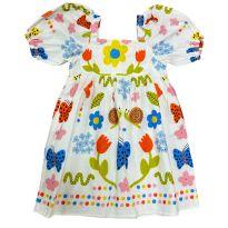 Vestido Manga Curta Estampado Fábula Branco - 6 anos - Fábula