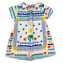 Vestido Manga Curta Branco Estampado Fábula - 6 anos - Fábula