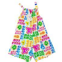 Macacão Regata Branco Estampado Fábula - 6 anos - Fábula