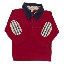 Camisa Manga Longa Vermelha Burberry - 6 meses - Burberry