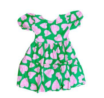Vestido Verde e Rosa Estampado Fábula - 6 anos - Fábula