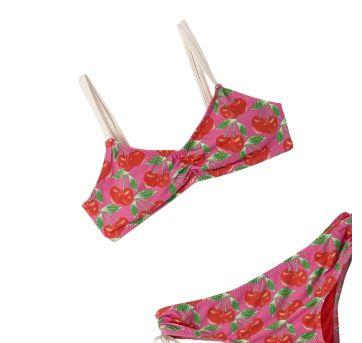Biquini Rosa com Vermelho Estampado Fábula - 12 anos - Fábula