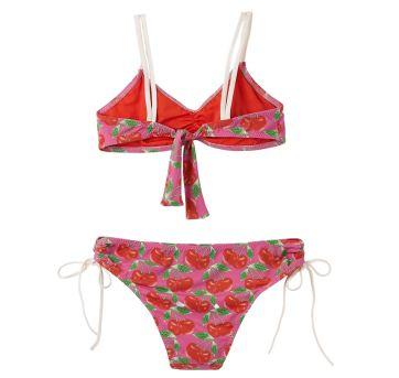Biquini Rosa com Vermelho Estampado Fábula - 12 anos - Fábula