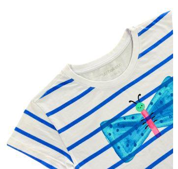 Camiseta Azul e Branca Alphabeto - 12 anos - Alphabeto