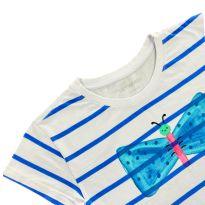 Camiseta Azul e Branca Alphabeto - 12 anos - Alphabeto