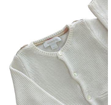 Casaco Cardigan Branco Burberry - 6 meses - Burberry