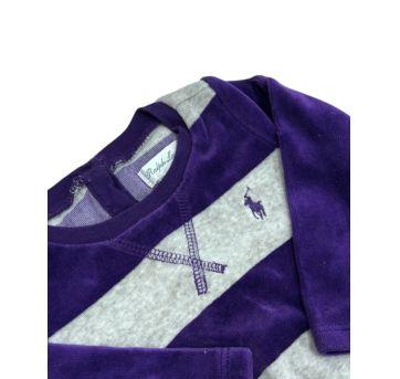 Vestido Manga Longa Cinza e Roxo Ralph Lauren - 6 meses - Ralph Lauren