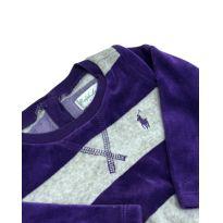 Vestido Manga Longa Cinza e Roxo Ralph Lauren - 6 meses - Ralph Lauren