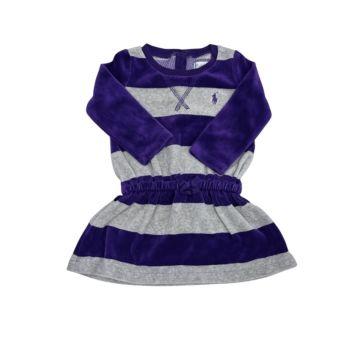 Vestido Manga Longa Cinza e Roxo Ralph Lauren - 6 meses - Ralph Lauren