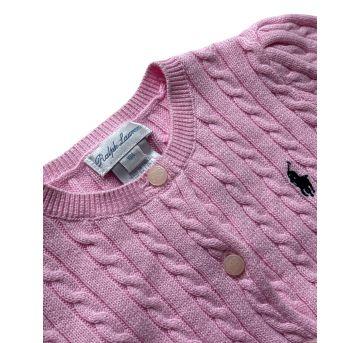 Roupa Blusa Tricô com Babados Rosa Ralph Lauren - 18 meses - Ralph Lauren