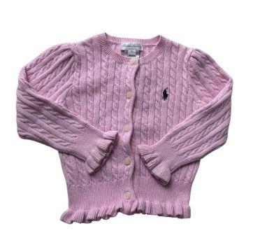 Roupa Blusa Tricô com Babados Rosa Ralph Lauren - 18 meses - Ralph Lauren
