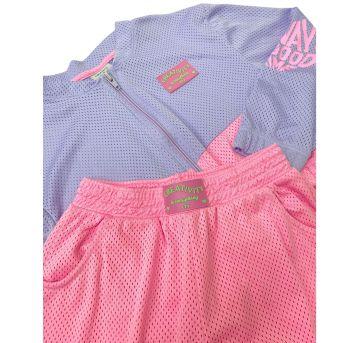 Conjunto Roxo e Rosa Catavento - 6 anos - etiqueta foi cortada