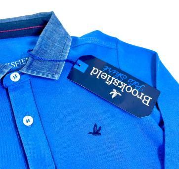 Camisa Polo Azul de Manga Longa - 4 anos - Brooksfield Júnior