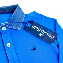 Camisa Polo Azul de Manga Longa - 4 anos - Brooksfield Júnior