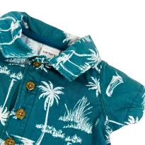 Macacão Infantil Carter’s Verde Estampado com Botões Frontais - 1 ano - Carter`s